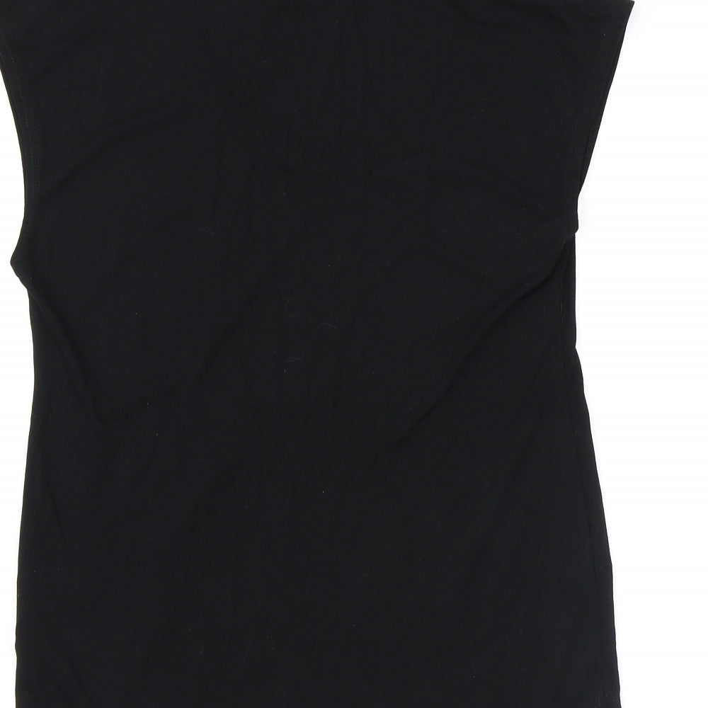 NEXT Womens Black Viscose Basic T-Shirt Size 8 Round Neck