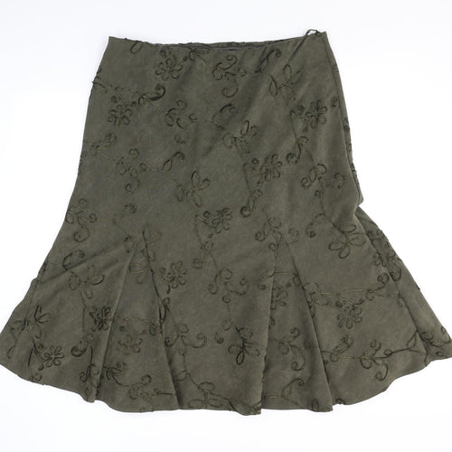 Bonmarche Womens Green Polyester A-Line Skirt Size 18