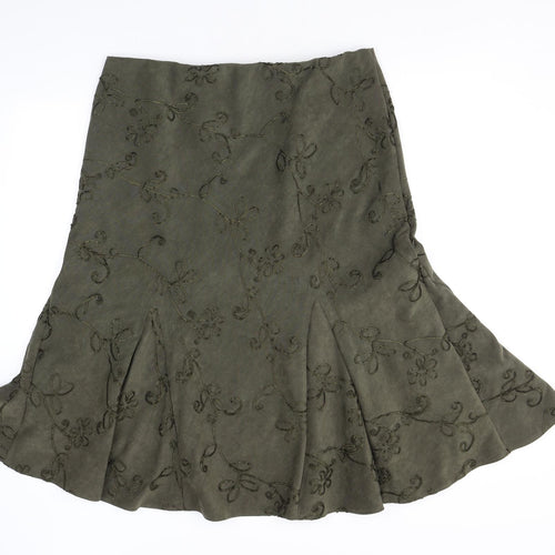 Bonmarche Womens Green Polyester A-Line Skirt Size 18