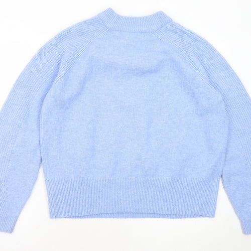 Marks and Spencer Womens Blue Mock Neck Acrylic Pullover Jumper Size M