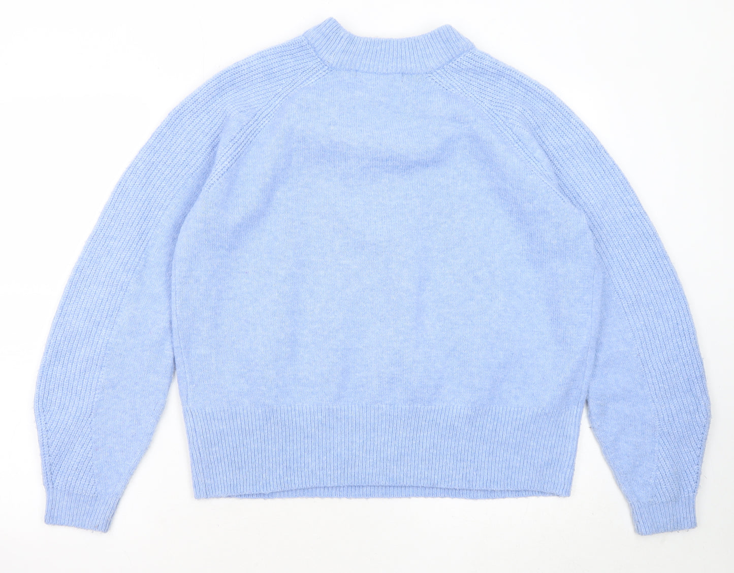 Marks and Spencer Womens Blue Mock Neck Acrylic Pullover Jumper Size M