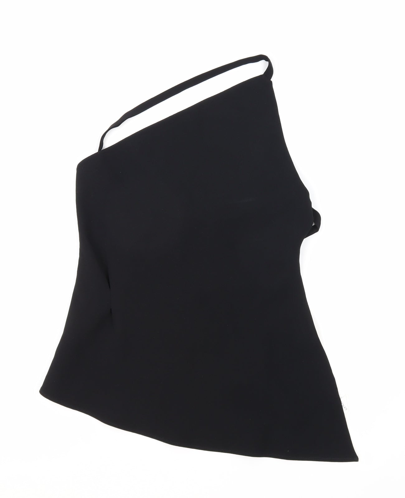 Zara Womens Black Polyester Cropped Tank Size L One Shoulder