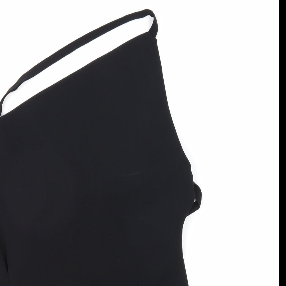 Zara Womens Black Polyester Cropped Tank Size L One Shoulder
