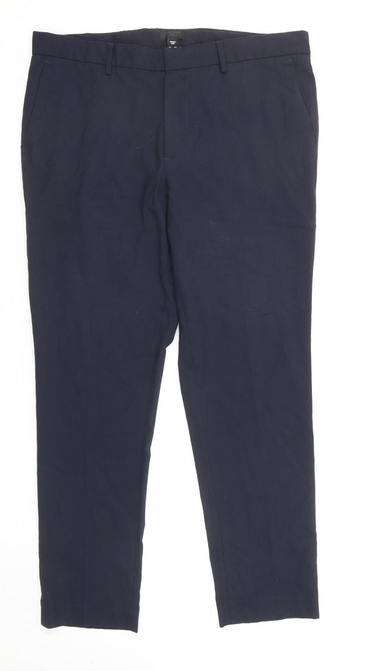 New Look Mens Blue Polyester Trousers Size 38 in L29 in Regular Zip