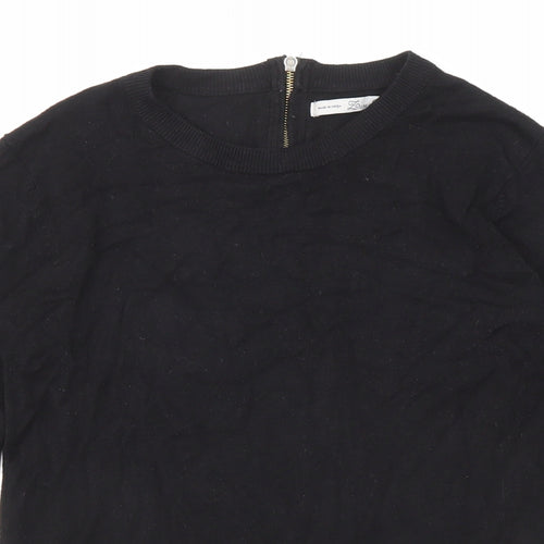 Zara Womens Black Crew Neck Viscose Pullover Jumper Size S