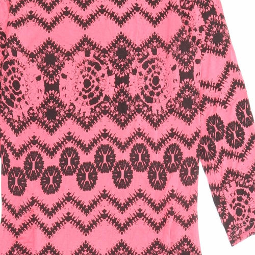Club L Womens Pink Geometric Viscose Bodycon Size 14 Round Neck Pullover