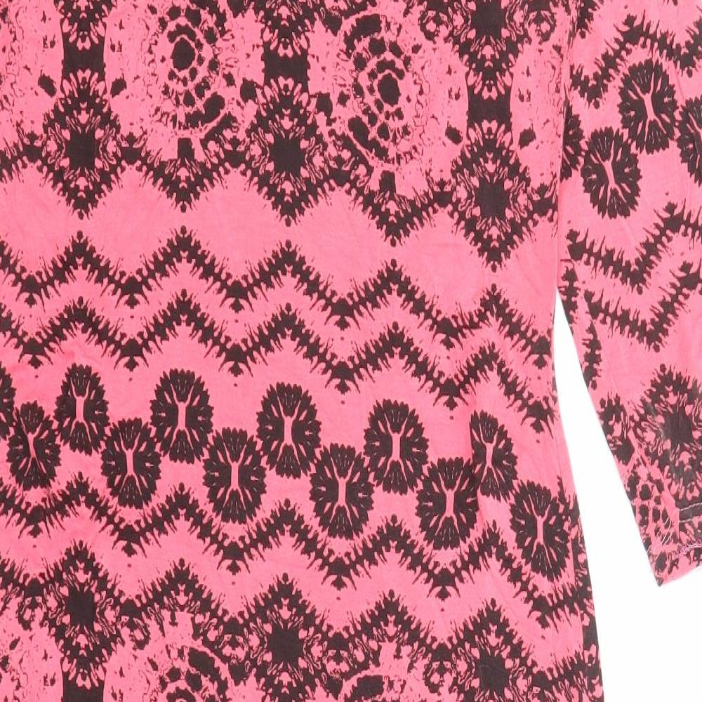 Club L Womens Pink Geometric Viscose Bodycon Size 14 Round Neck Pullover