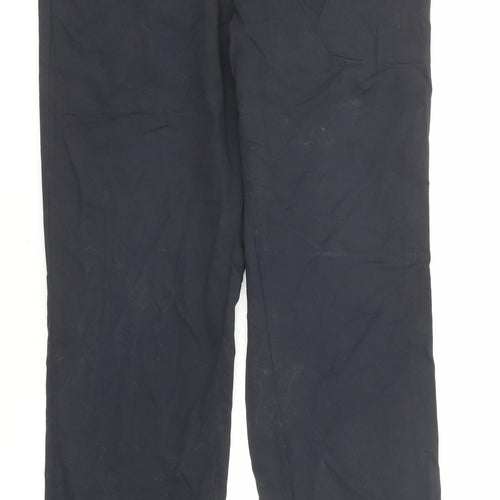 Marks and Spencer Mens Blue Cotton Trousers Size 34 in L31 in Regular Zip