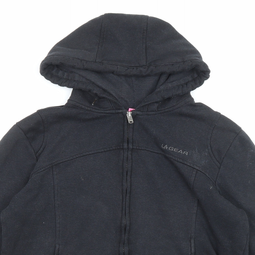 LA Gear Womens Black Polyester Full Zip Hoodie Size 10 Zip
