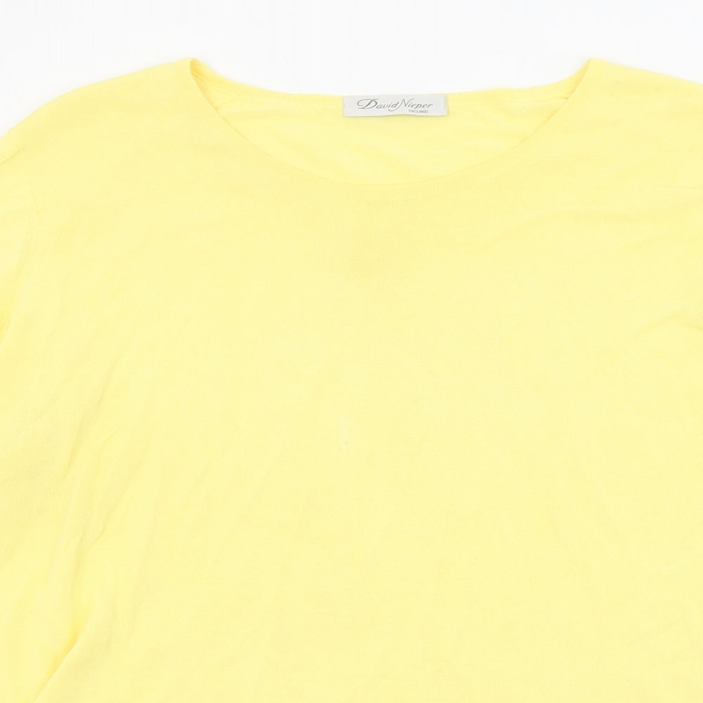 David Nieper Womens Yellow Round Neck Viscose Pullover Jumper Size 18
