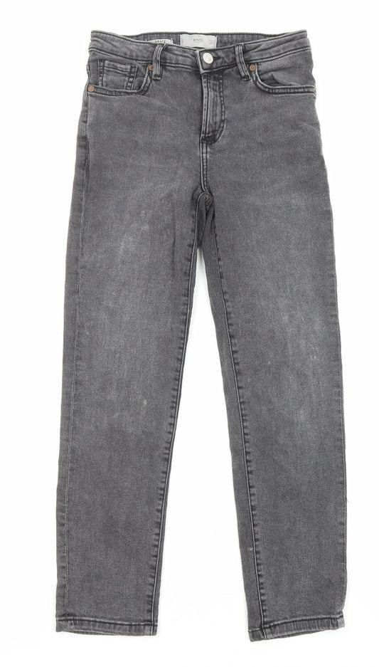 Mango Womens Grey Cotton Skinny Jeans Size 8 L25 in Regular Zip - Acid Wash Distressing