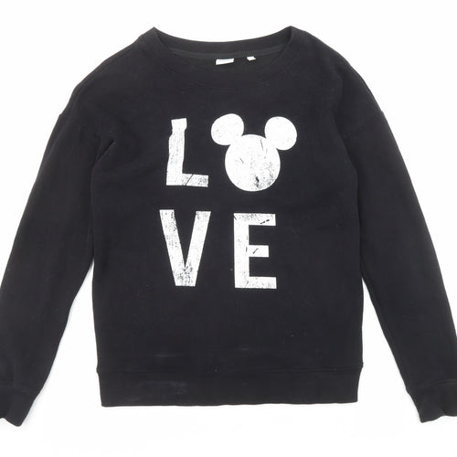 Disney Womens Black Cotton Pullover Sweatshirt Size S Pullover - Mickey Mouse Love