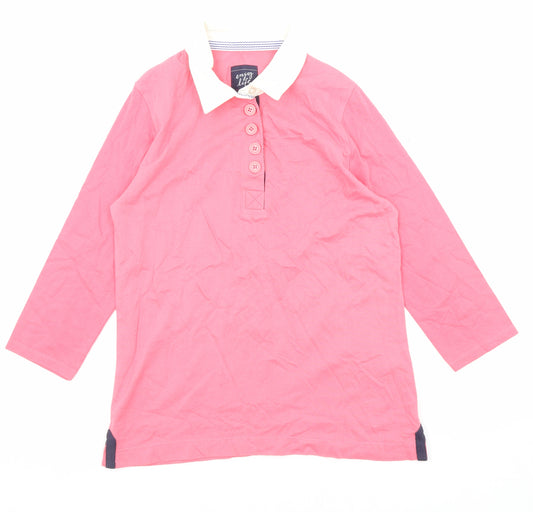BHS Womens Pink Cotton Basic T-Shirt Size 10 Collared