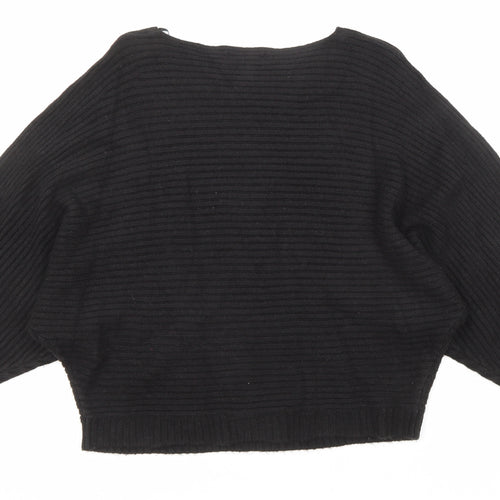 New Look Womens Black Round Neck Acrylic Pullover Jumper Size S