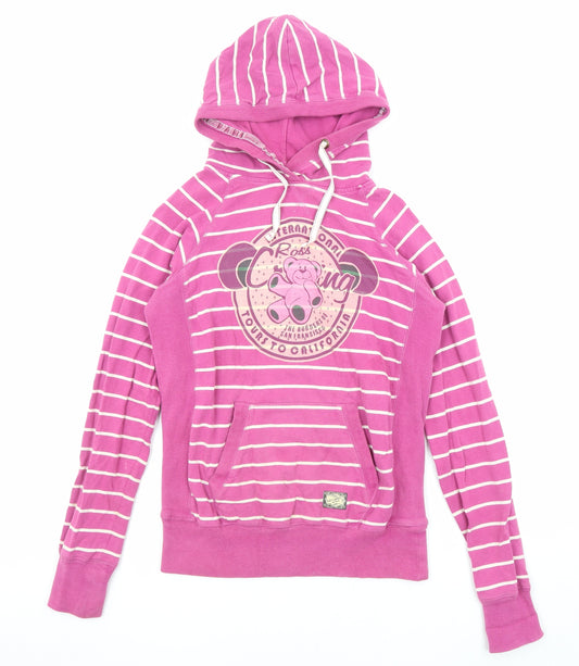 The Key largo Girls Womens Pink Striped Cotton Pullover Hoodie Size M Pullover