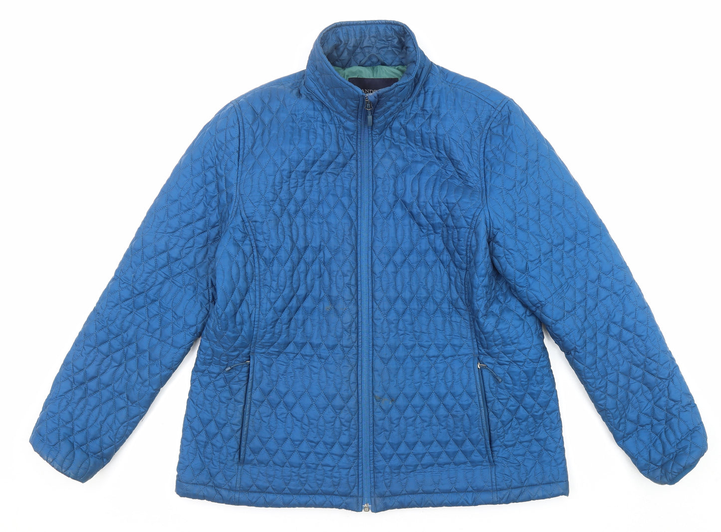 Lands' End Womens Blue Quilted Jacket Size 14 Zip