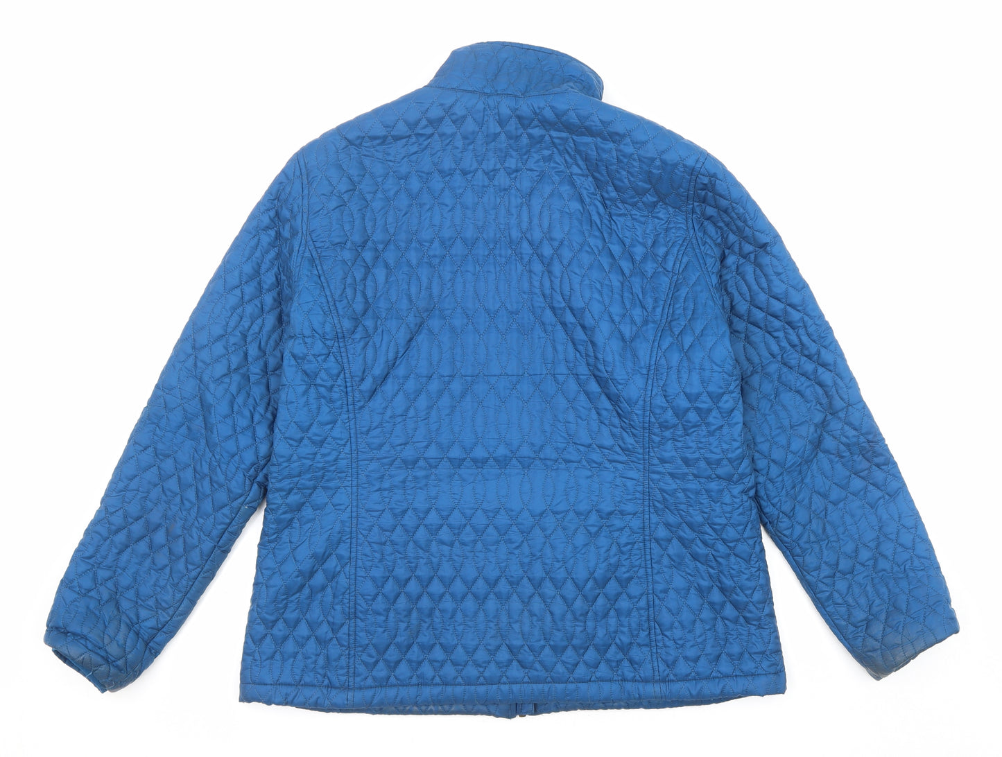 Lands' End Womens Blue Quilted Jacket Size 14 Zip