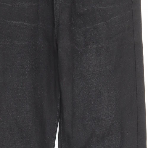 River Island Mens Black Cotton Straight Jeans Size 32 in L32 in Regular Zip