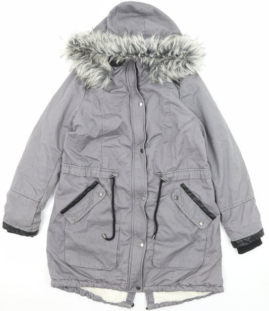 Select Womens Grey Parka Coat Size 16 Zip