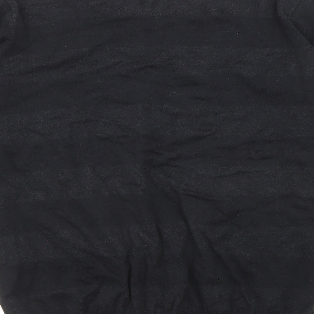 Billabong Mens Black V-Neck Striped Cotton Pullover Jumper Size M Long Sleeve