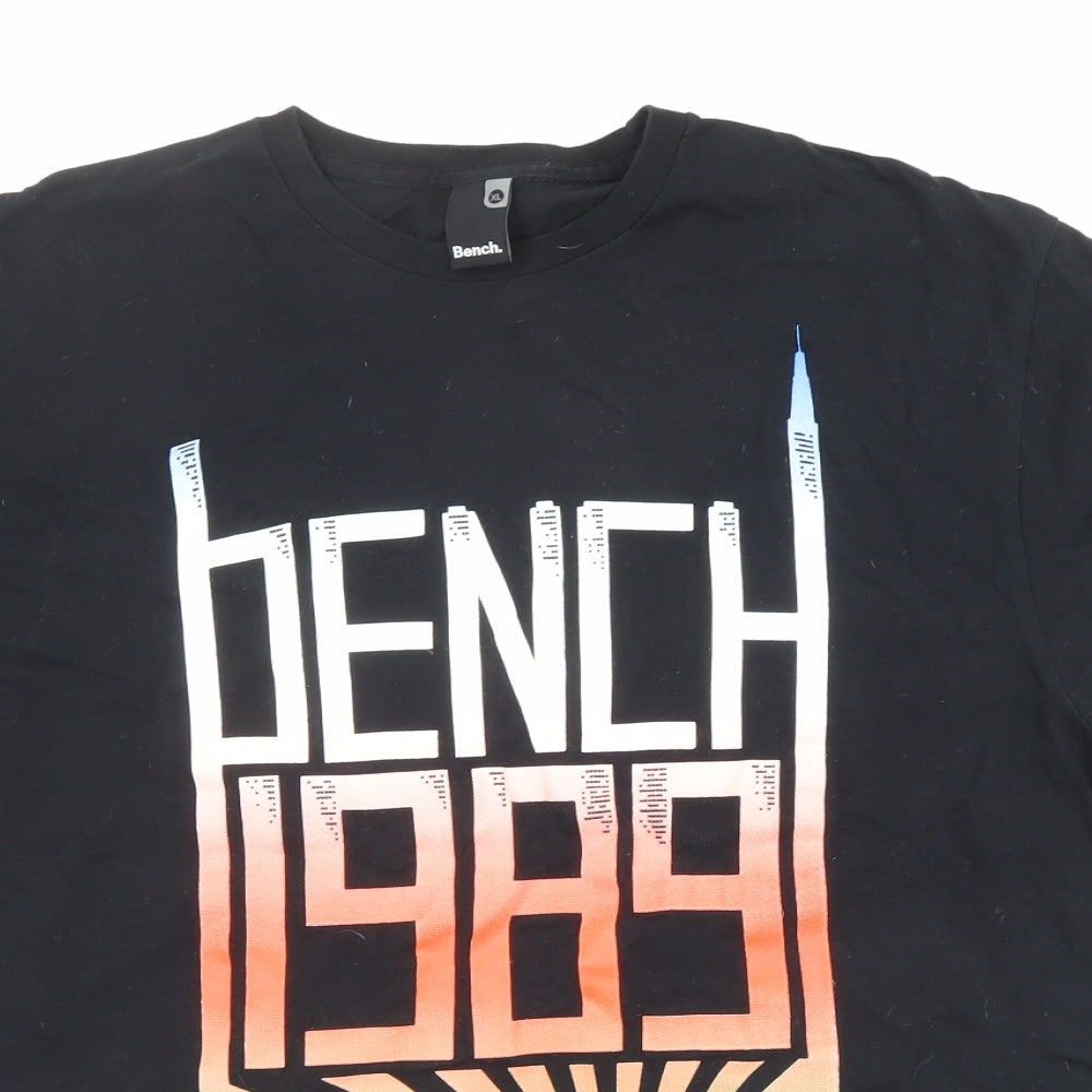 Bench Mens Black Cotton T-Shirt Size XL Crew Neck - Bench 1989