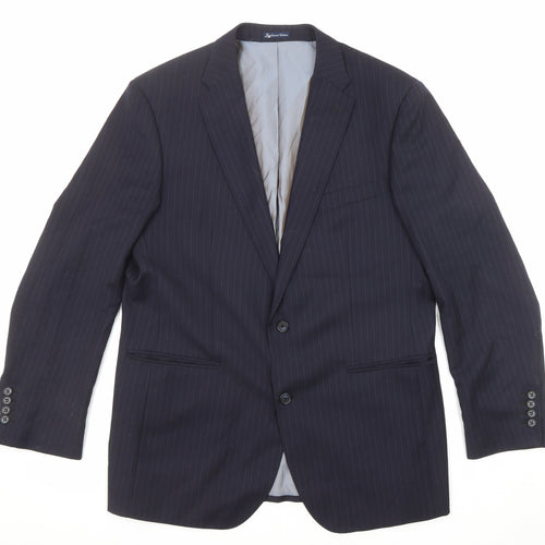Samuel Windsor Mens Blue Striped Wool Jacket Suit Jacket Size 42 Regular