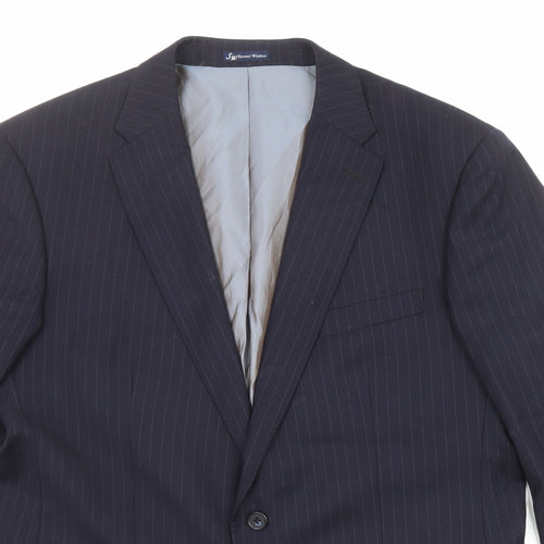 Samuel Windsor Mens Blue Striped Wool Jacket Suit Jacket Size 42 Regular