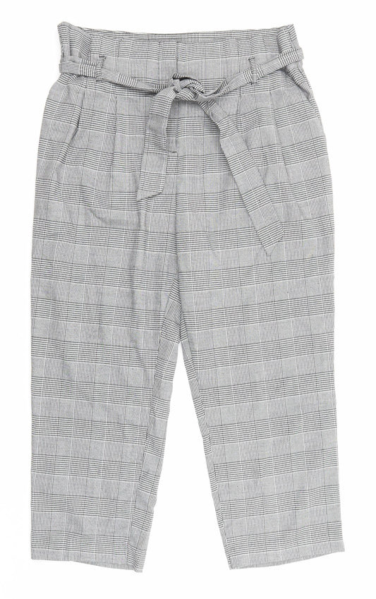 New Look Womens Grey Check Polyester Carrot Trousers Size 16 L23 in Regular Zip