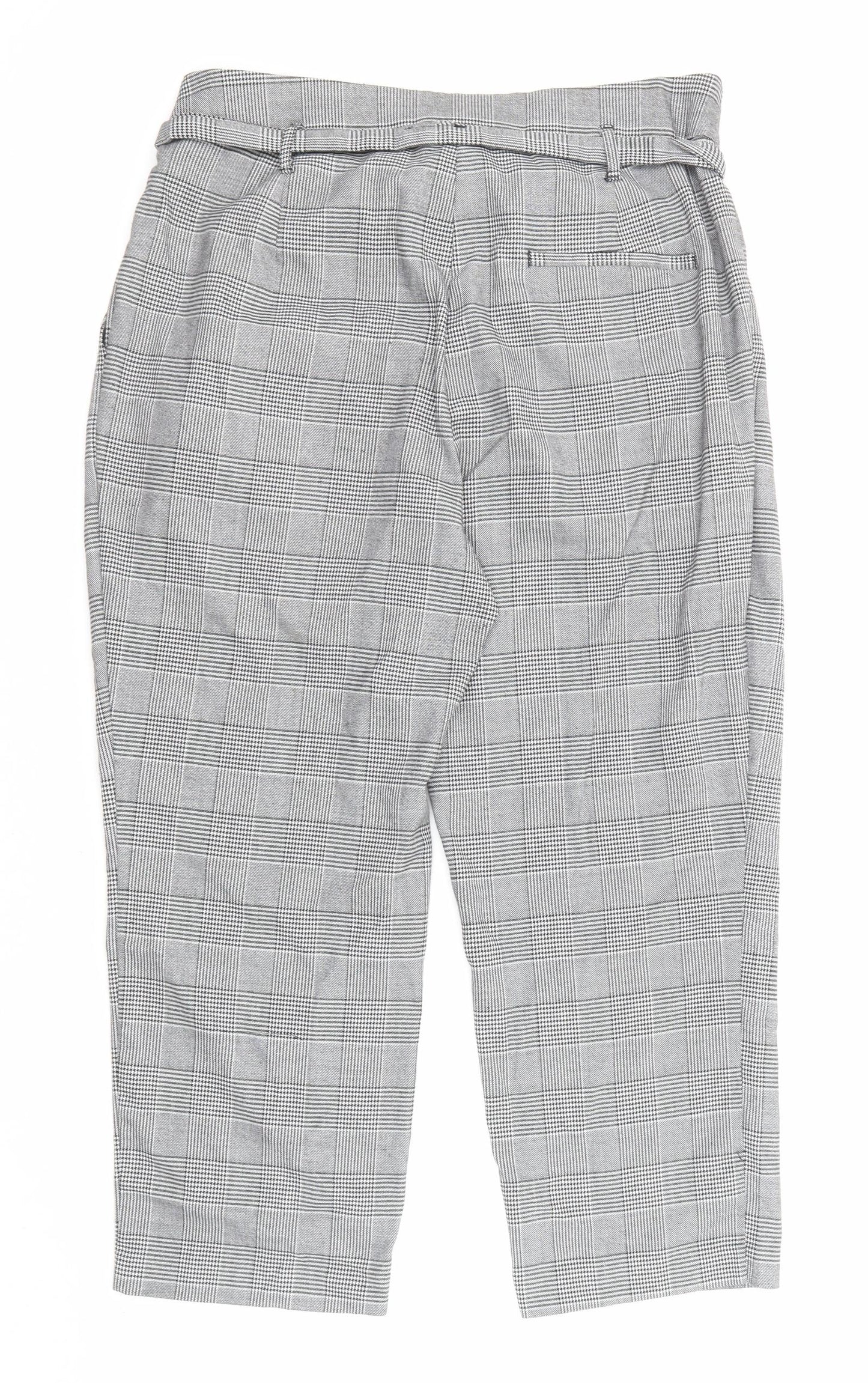 New Look Womens Grey Check Polyester Carrot Trousers Size 16 L23 in Regular Zip