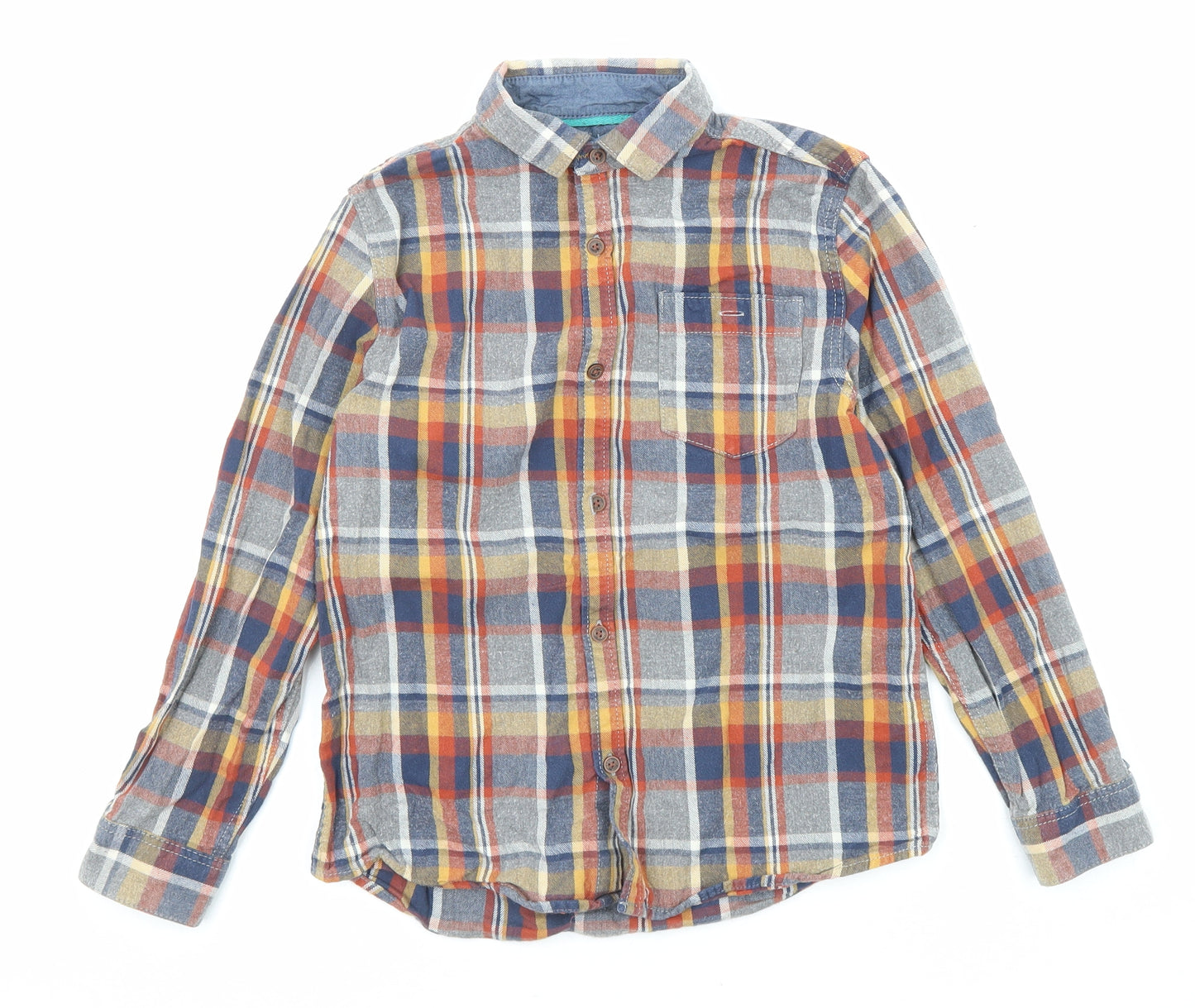 NEXT Boys Multicoloured Plaid Cotton Basic Button-Up Size 9 Years Collared Button