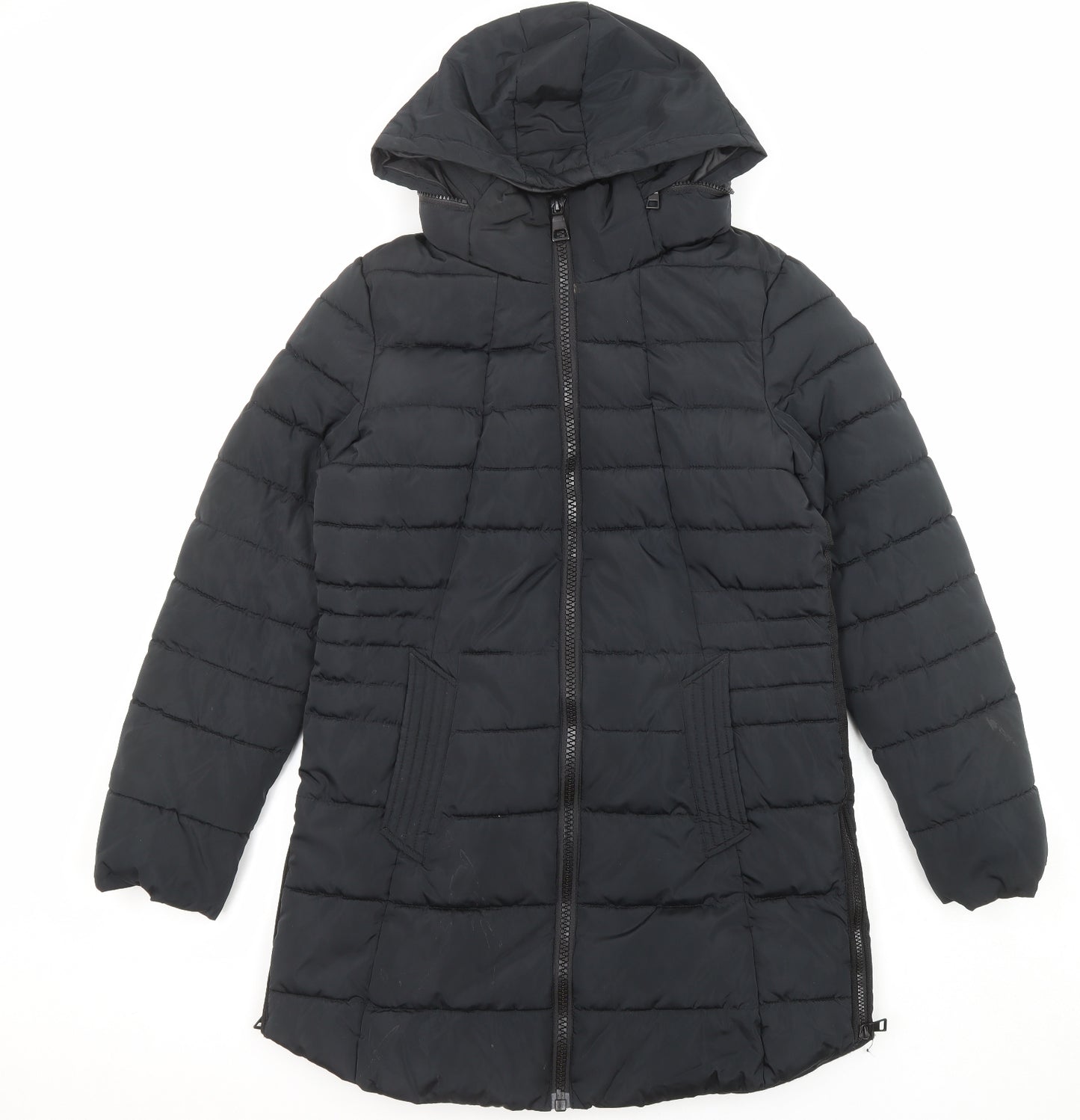 NEXT Womens Black Quilted Coat Size 12 Zip