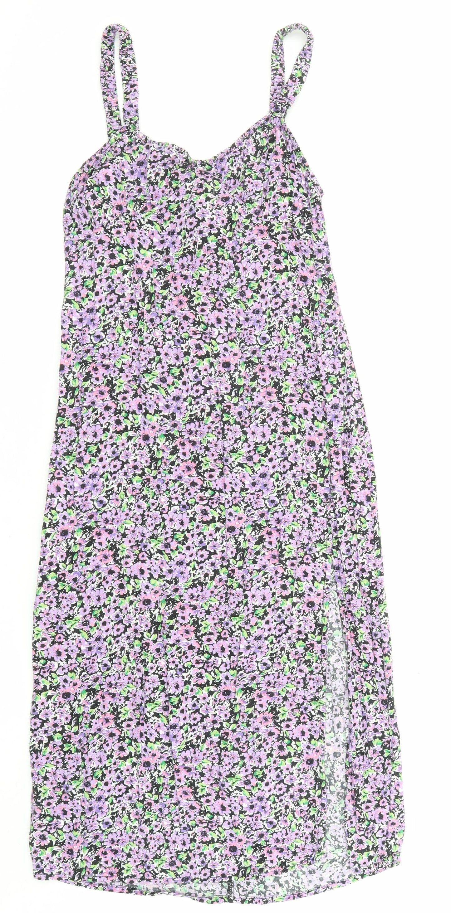 Motel Womens Multicoloured Floral Viscose Slip Dress Size XS Sweetheart Zip