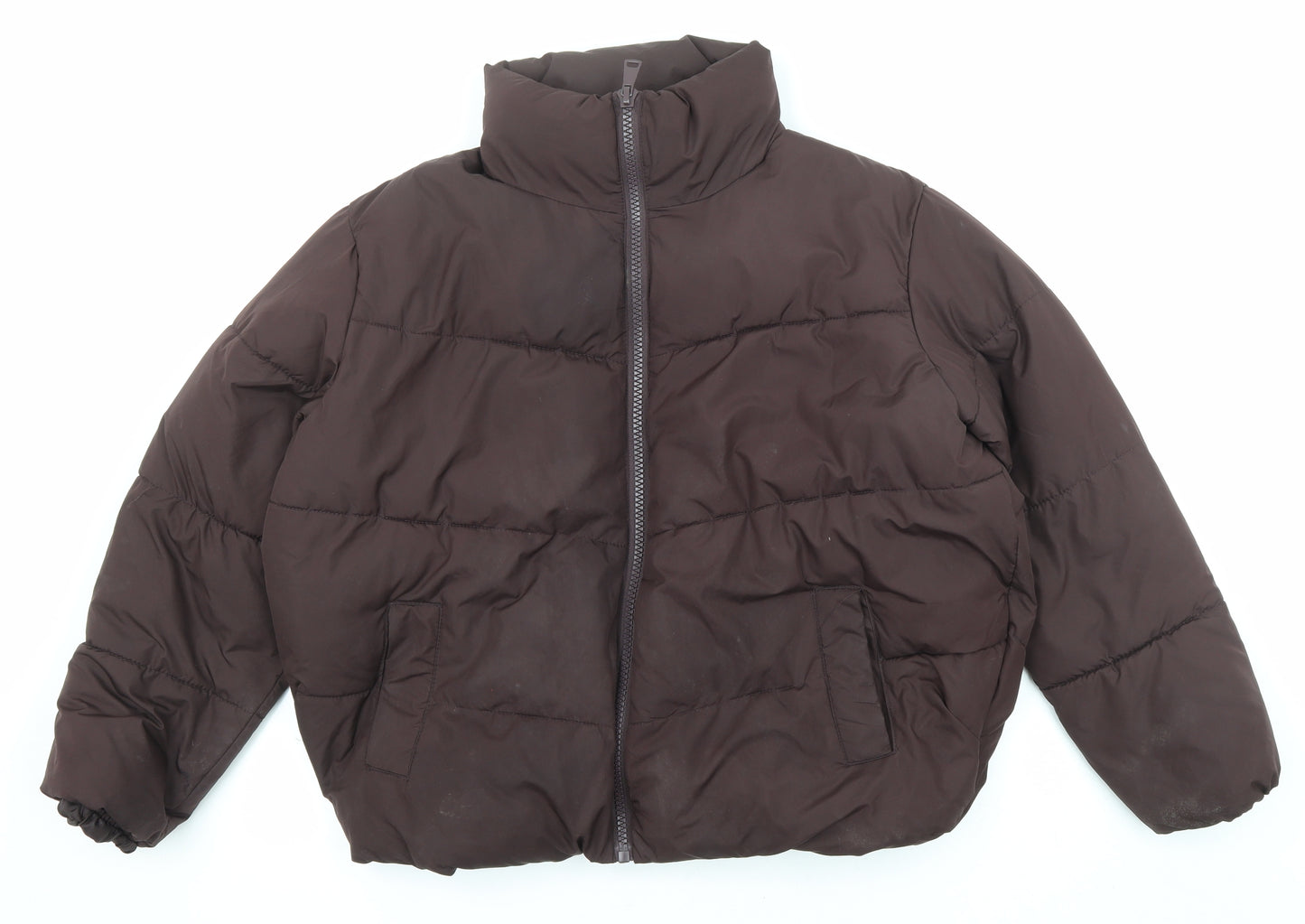 New Look Womens Brown Puffer Jacket Coat Size L Zip