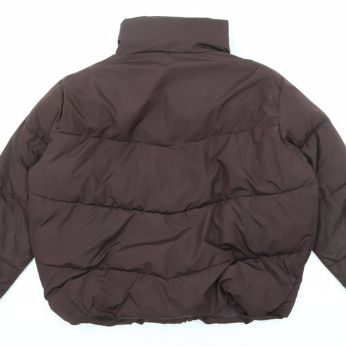 New Look Womens Brown Puffer Jacket Coat Size L Zip