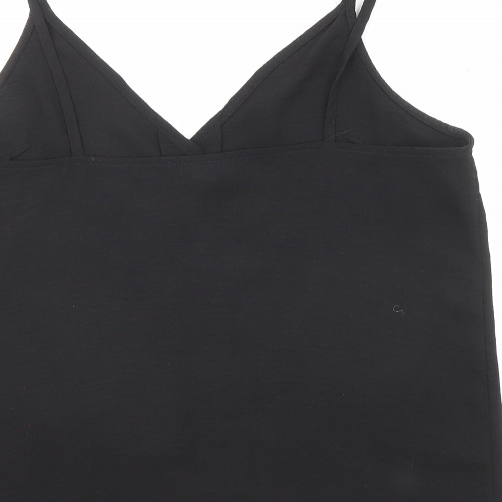 Topshop Womens Black Viscose Basic Tank Size 14 V-Neck