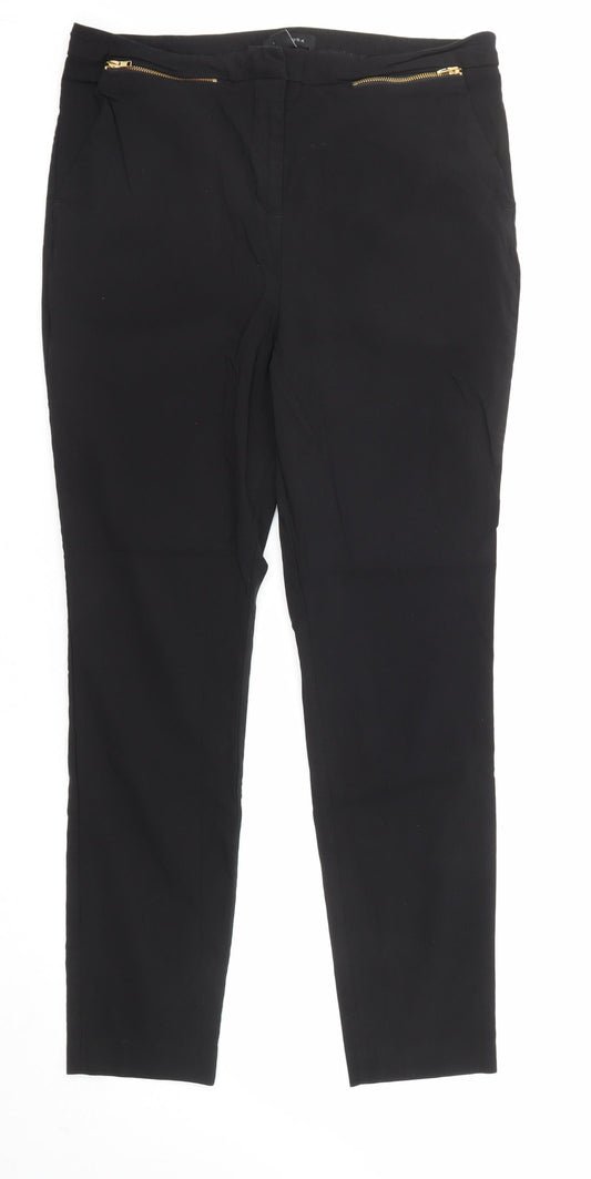 New Look Womens Black Polyester Dress Pants Trousers Size 16 L28 in Regular Zip