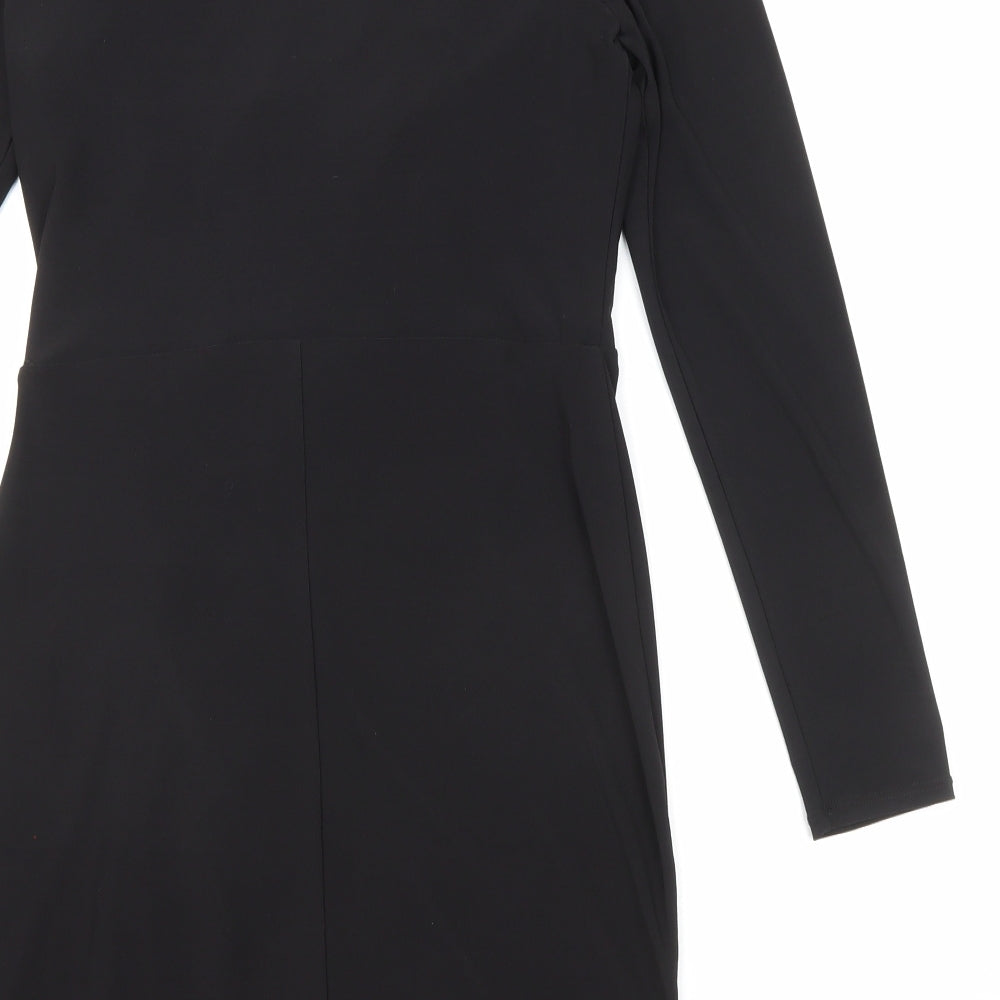 New Look Womens Black Polyester A-Line Size 12 V-Neck Pullover