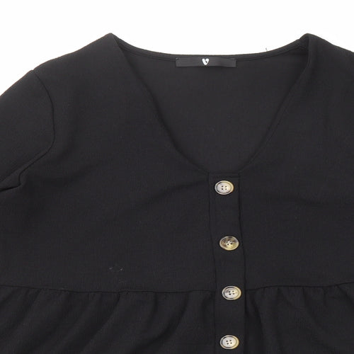 Very Womens Black Polyester A-Line Size 14 V-Neck Pullover