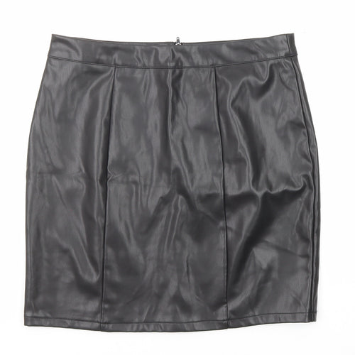 Girls On Film Womens Black Polyester A-Line Skirt Size 14 Zip