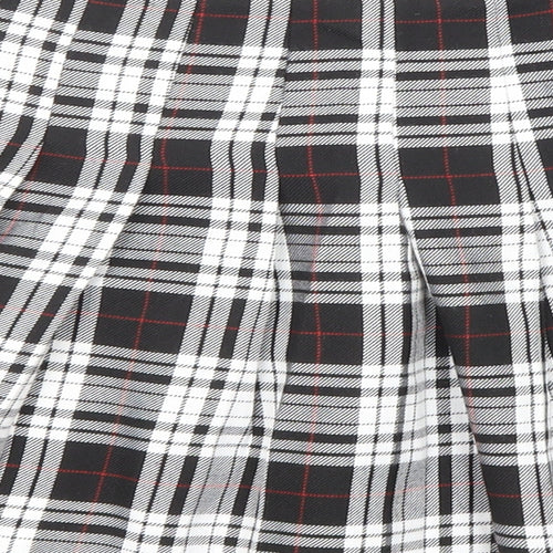 New Look Girls Black Check Polyester Pleated Skirt Size 13 Years Regular Zip