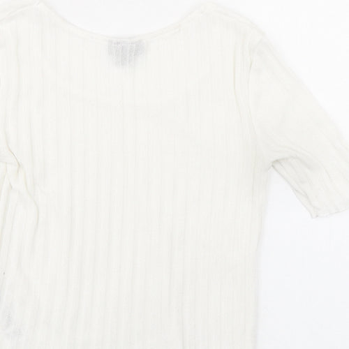 Topshop Womens White Polyester Basic T-Shirt Size 8 Round Neck