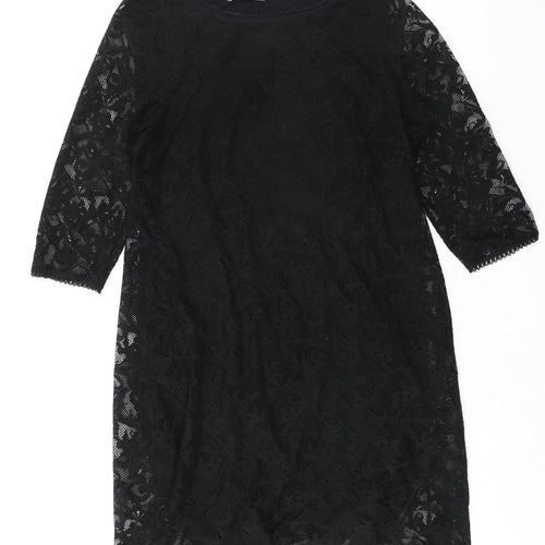 Marks and Spencer Womens Black Polyester A-Line Size 14 Round Neck Pullover