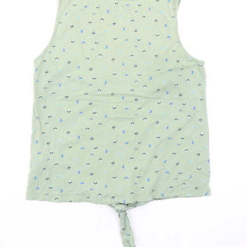 MANTARAY PRODUCTS Womens Green Floral 100% Cotton Camisole Button-Up Size 12 Round Neck
