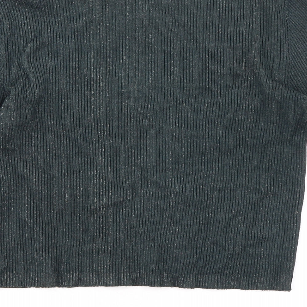 Stradivarius Womens Green Round Neck Viscose Pullover Jumper Size L