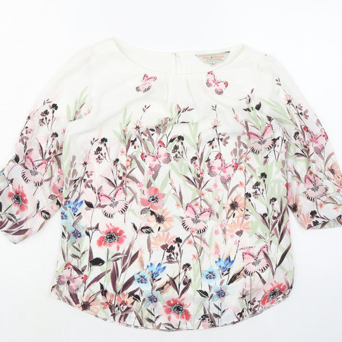 Dorothy Perkins Womens Multicoloured Floral Polyester Basic Blouse Size 10 Round Neck