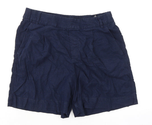 Marks and Spencer Womens Blue Flax Basic Shorts Size 12 L5.5 in Regular Pull On