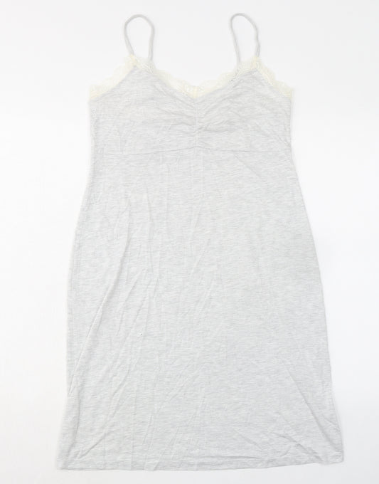 Marks and Spencer Womens Grey Solid Viscose Cami Dress Size M - Lace Trim
