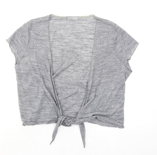 Per Una Womens Grey Acetate Basic Blouse Size 16 V-Neck - Tie Front