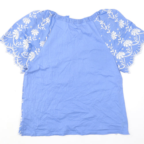 NEXT Womens Blue 100% Cotton Basic T-Shirt Size 14 Scoop Neck