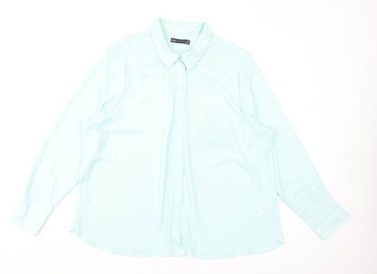 Marks and Spencer Womens Green Polyester Basic Button-Up Size 20 Collared